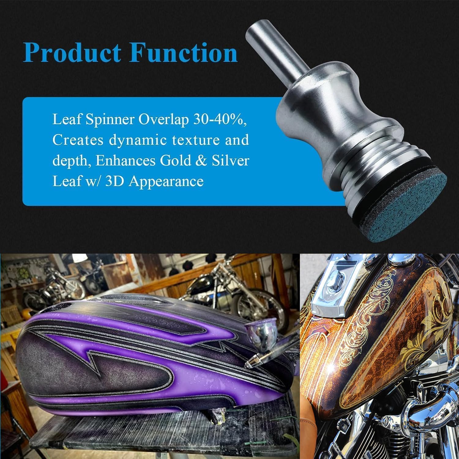 1 inch Leaf Spinner Tool Engine Turn for Gold and Silver Leafing Unlock 3-D Effects, Enhances 3-D appearance, 1 inch Diameter Perfect for Cars and Motorcycles, One Turning Pads Included