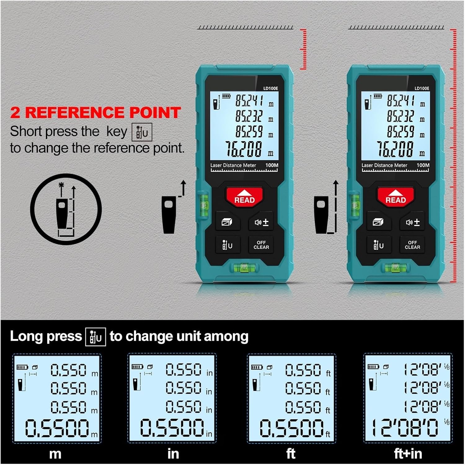 Rangefinder 50M 70M 100M Measurement Tool Tape High Accuracy Multiple Measurement Functions
