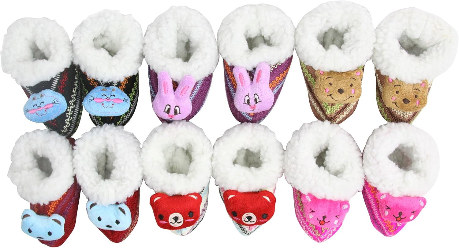 ToBeInStyle Women's Pack of 6 Heathered Bottom Grip Slipper Shoes
