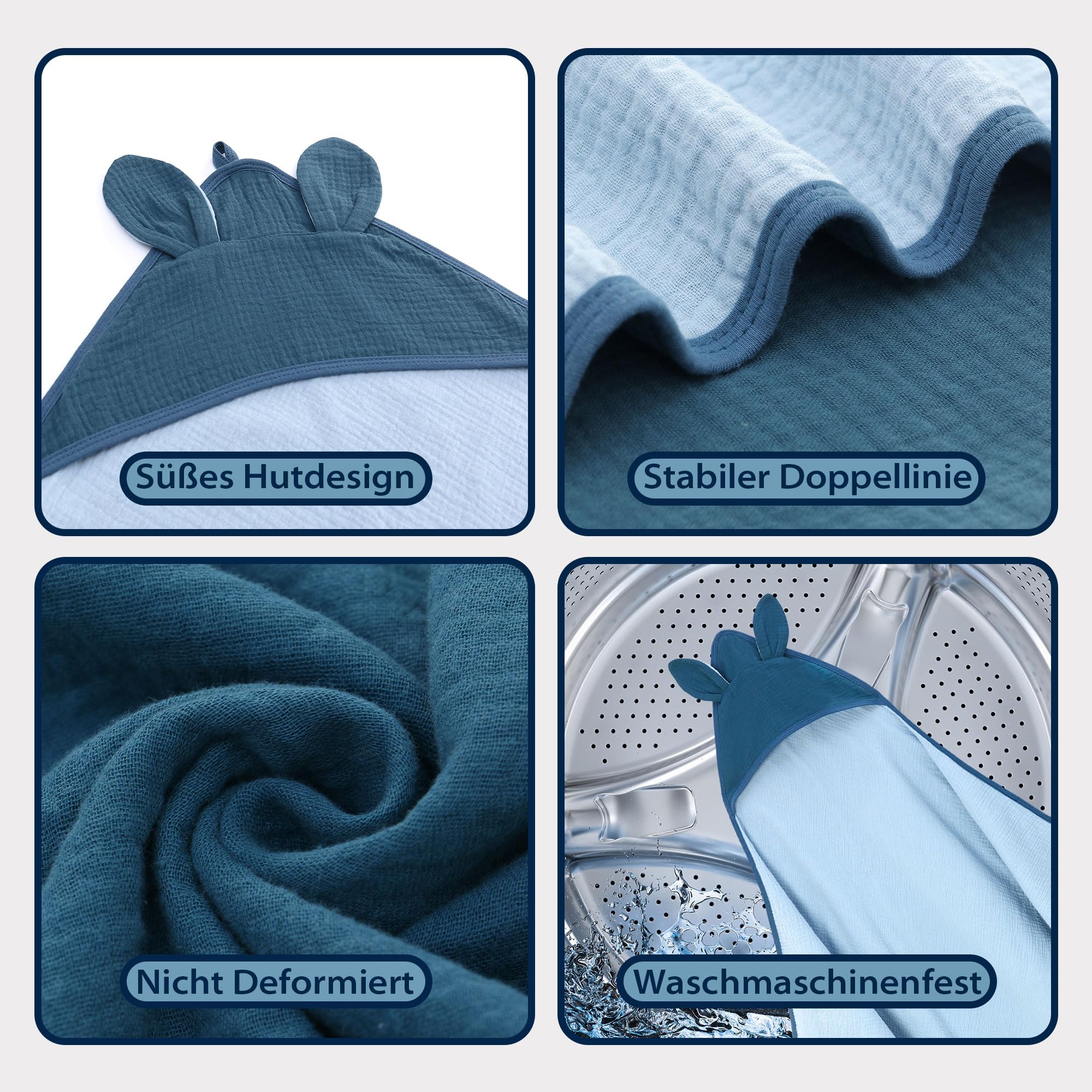 Baby Badetuch Mit Kapuze 85x85cm - 100% Baumwolle | Weich & Saugstark