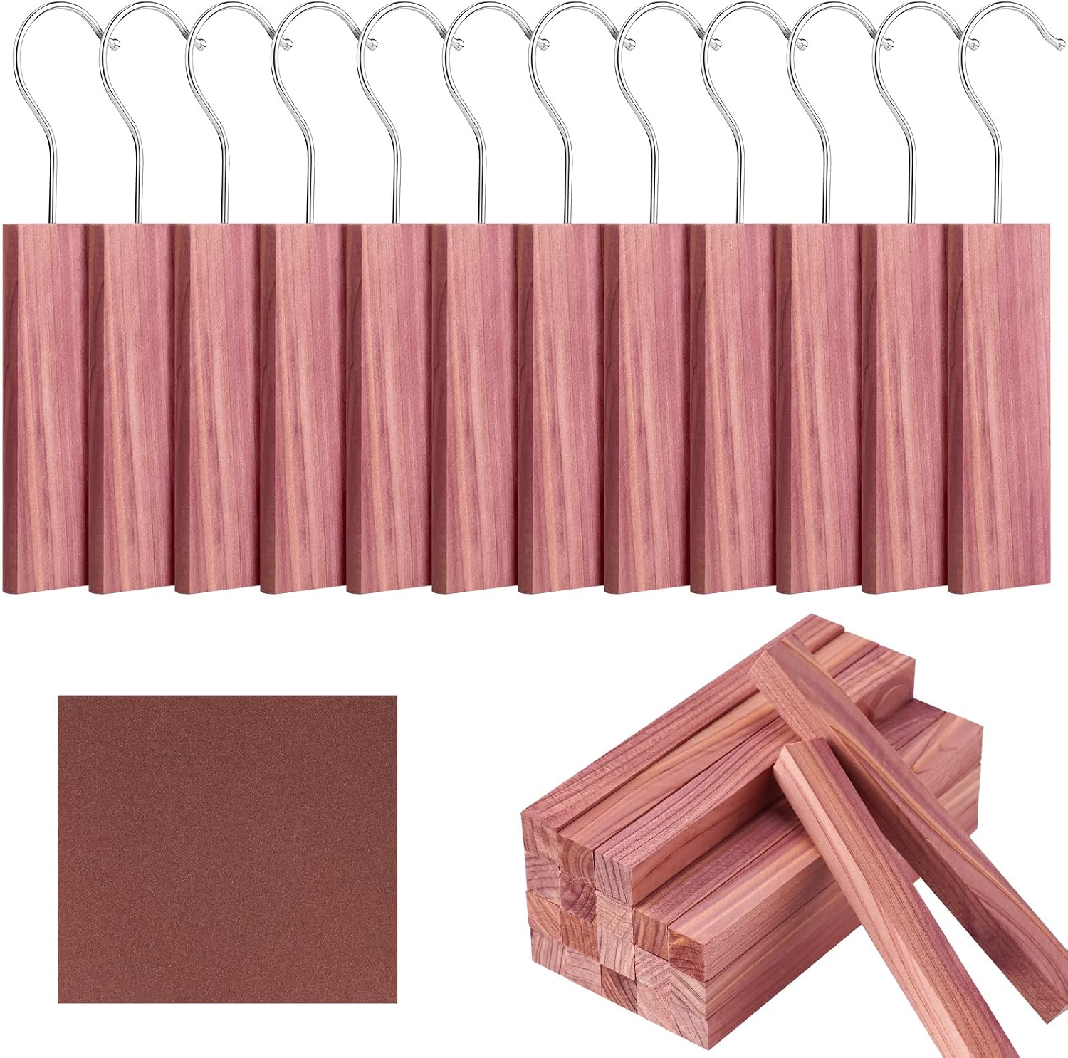 NiHome Cedar Hang Ups 12PCS and Cedar Blocks 20PCS for Clothes Storage 100% Aromatic Red Cedar Wood