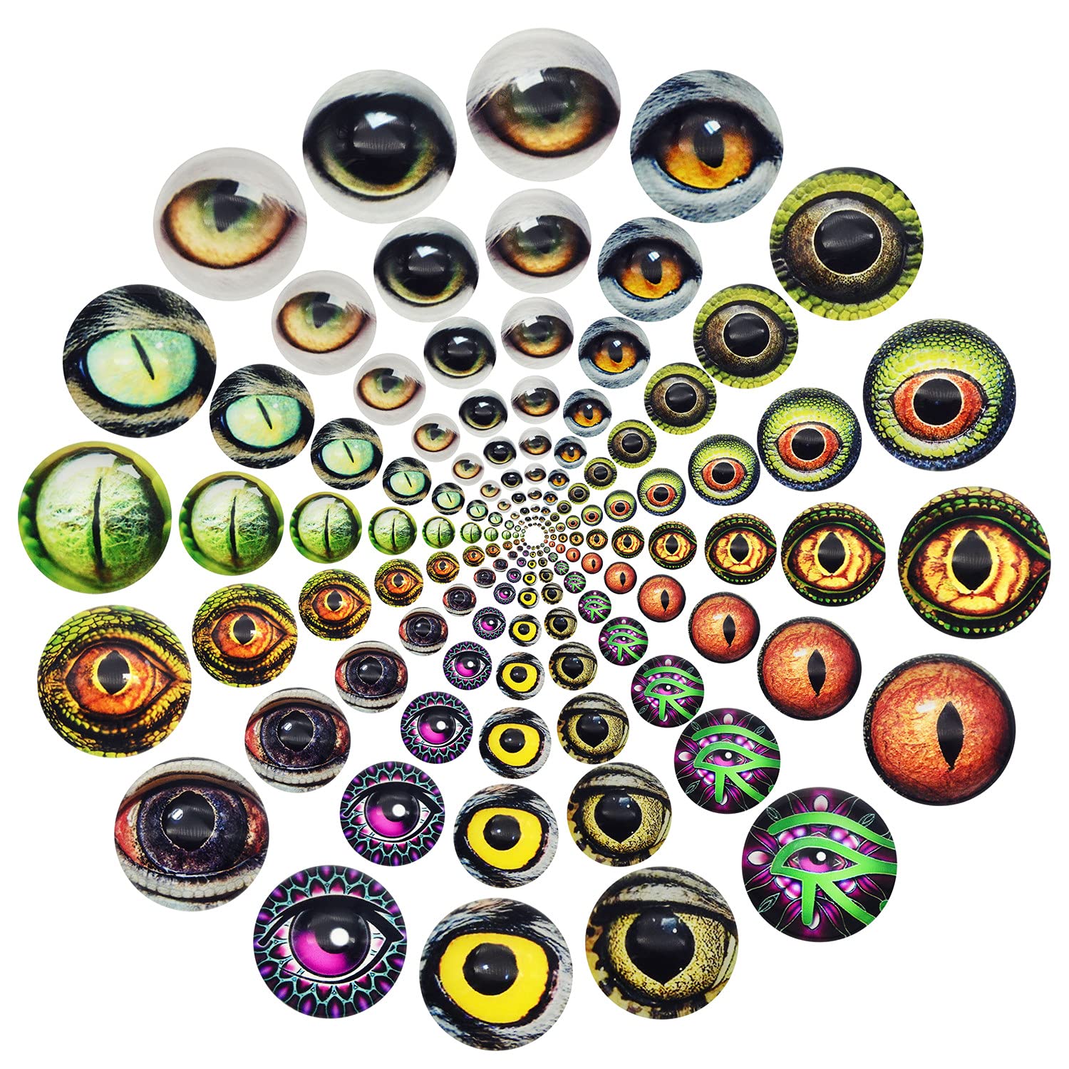 100 Stück Glas-Cabochons In 7 Größen - Für Puppenaugen, Schmuck, Ton & Basteln