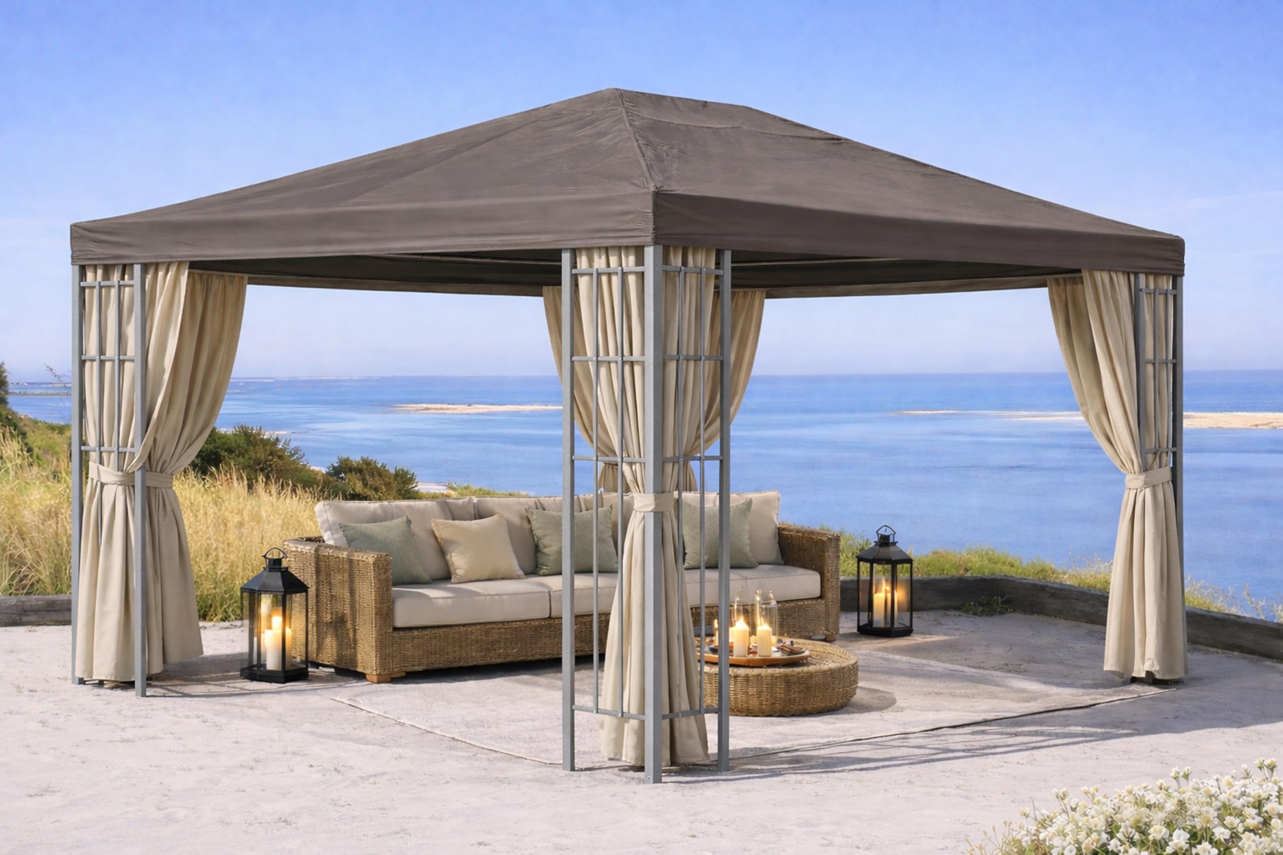 QUICK STAR Tetto di Ricambio per Gazebo 3x4m Marrone-Grigio