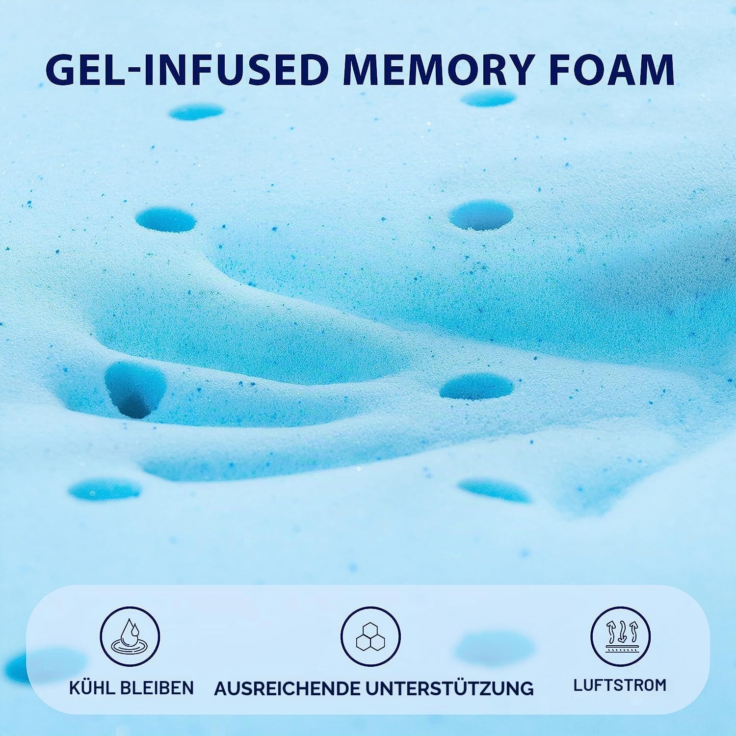 subrtex Topper 180 x 200 cm,5cm Hoch Gel Memory Foam Topper H3&H2 hart Matratzentopper mit atmungsaktiver und waschbarem Bezug für Boxspringbett, Wohnwagen und Schlafsofa