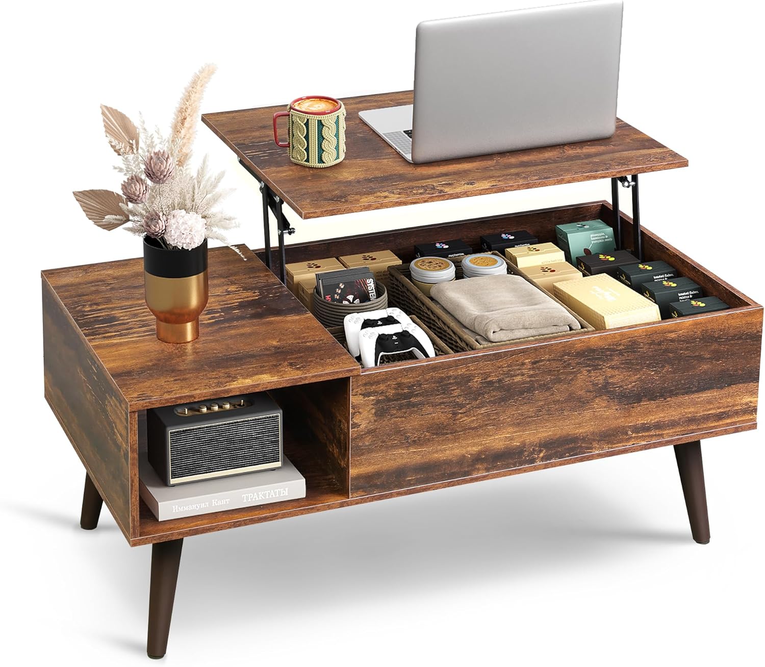 Wlive Lift Top Coffee Table with Hidden Storage Compartment