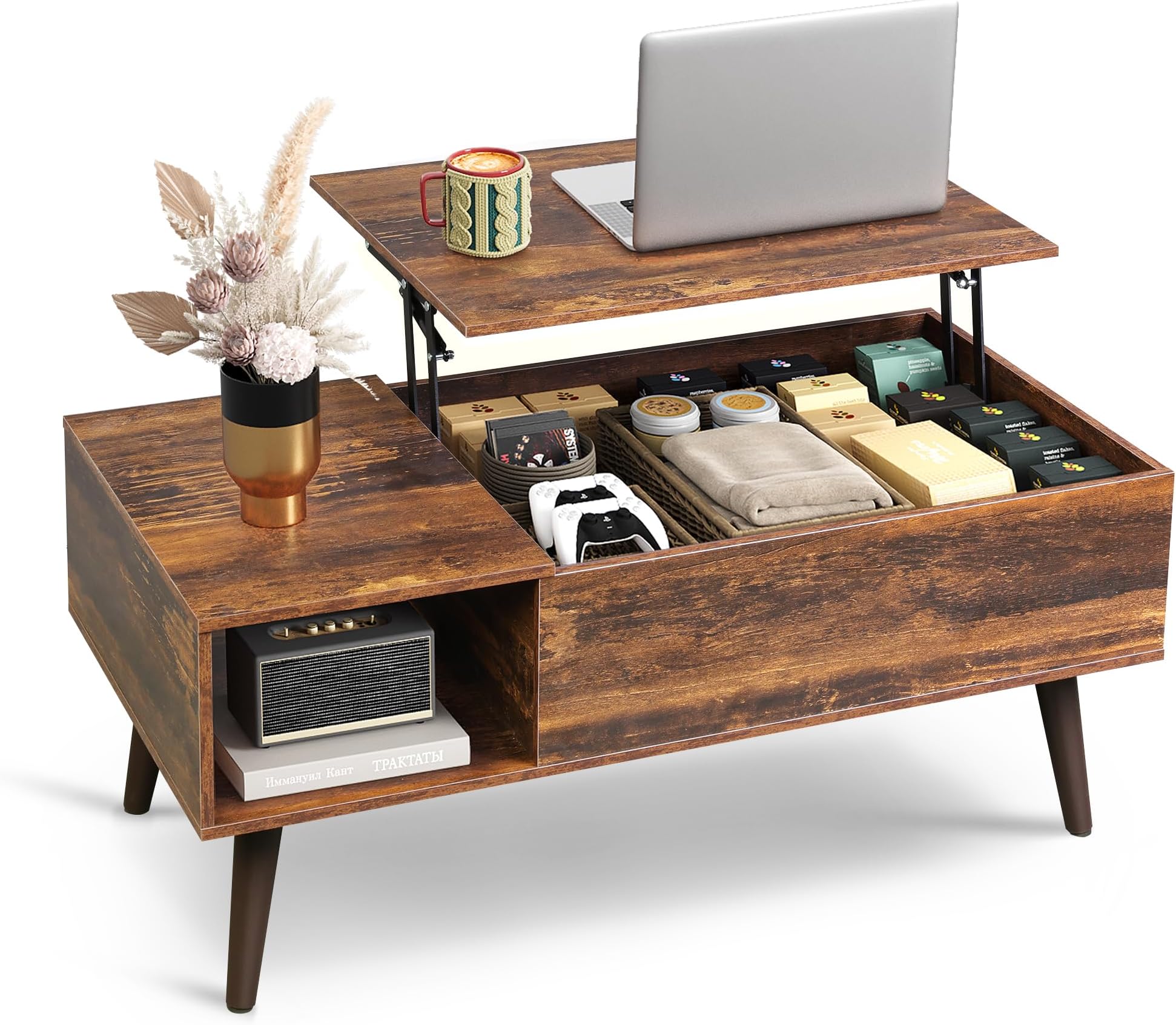 WLIVE Round Coffee Table, 31.5" and 23.6" Small Coffee Tables for Living Room, Nesting Circle Coffee Table Set of 2 with Storage for Apartment, Bedroom, Rustic Brown