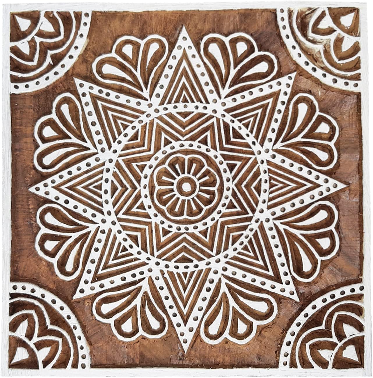 Royal Kraft Square Wooden Printing Block - DIY Henna Fabric Textile Paper Clay Pottery Stamp ESIC5tag024