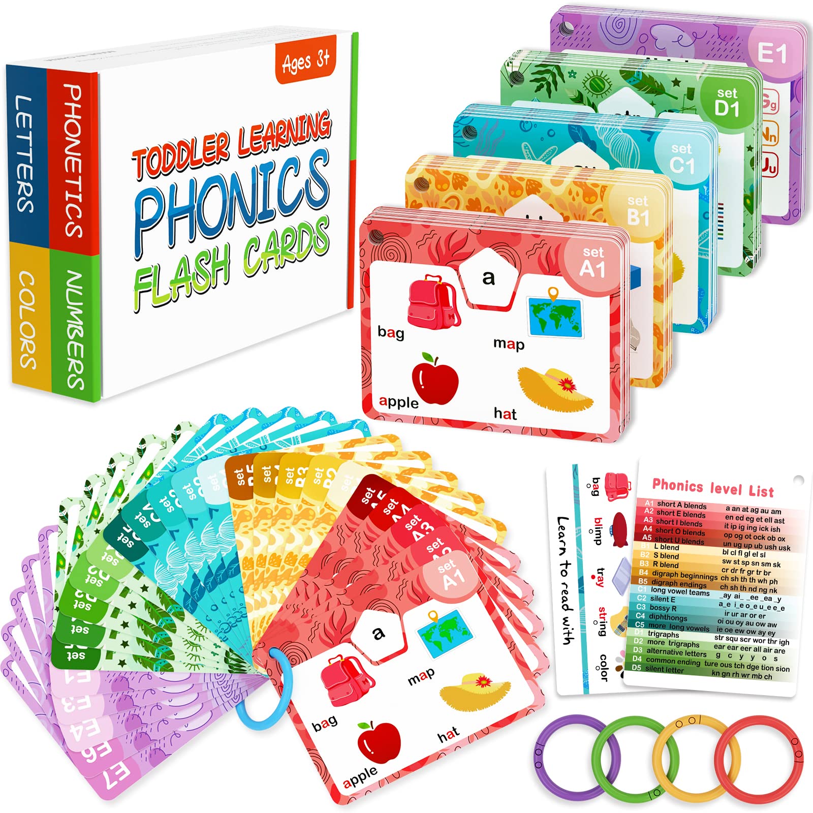 Buy Hapyland Flash Cards for 3 4 5 6 7 8 Years Old Phonics Flash