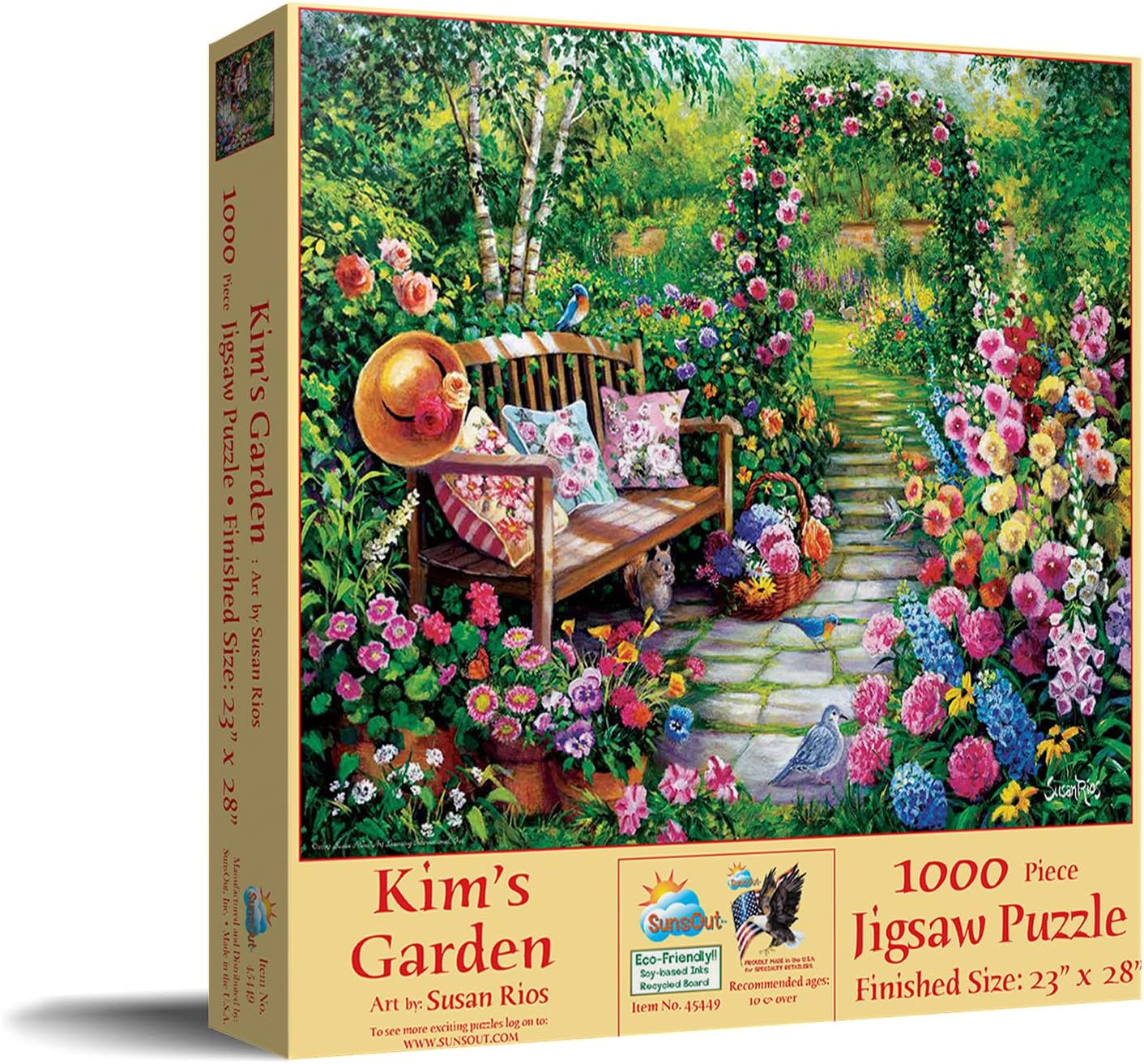 SUNSOUT INC - Kim's Garden - 1000 pc Jigsaw Puzzle by Artist: Susan Rios - Finished Size 23" x 28" - MPN# 45449