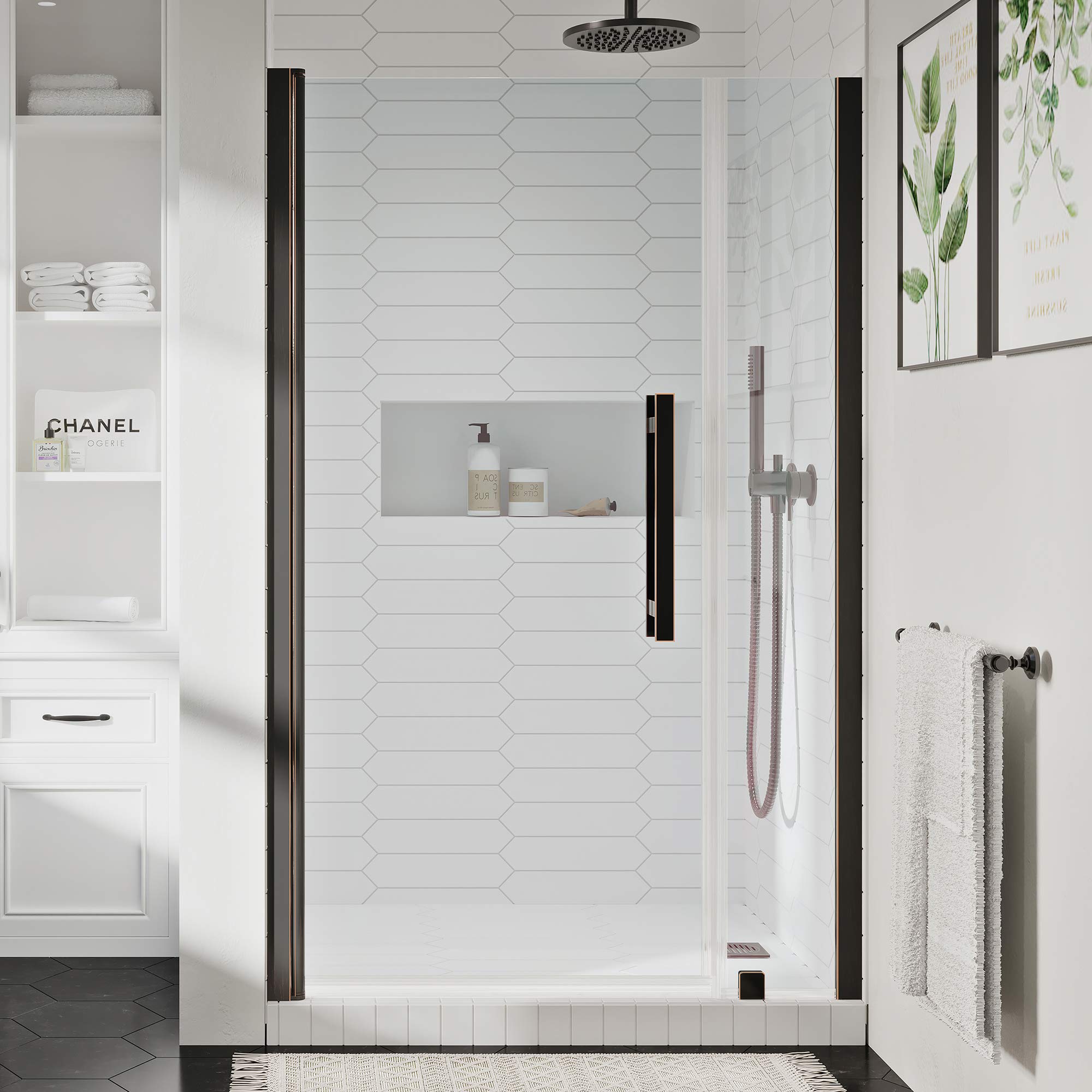 Photo 1 of Alcove Frameless Pivot Shower Door Glass Only ,3/8 in. W x 72 in. H, Oil Rubbed Bronze