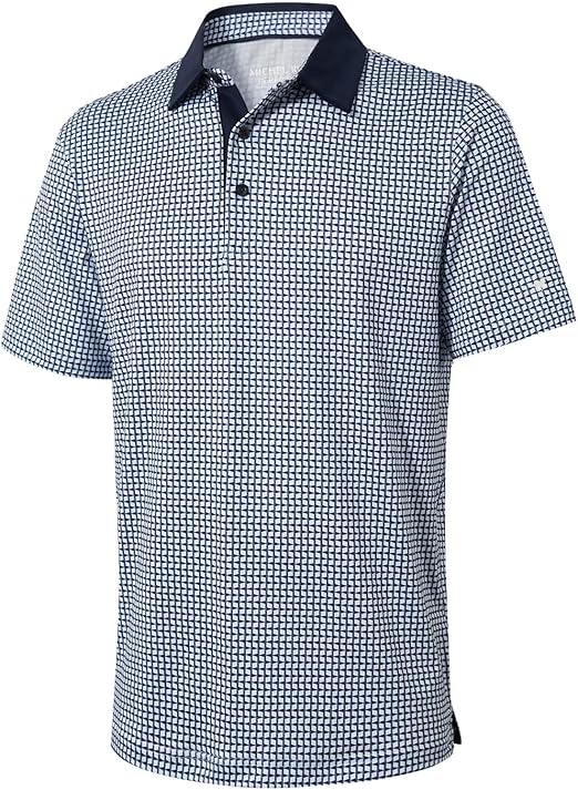 Mens Golf Shirts Short Sleeve Moisture Wicking Dry Fit Print Performance Athletic Casual Golf Polo Shirts for Men
