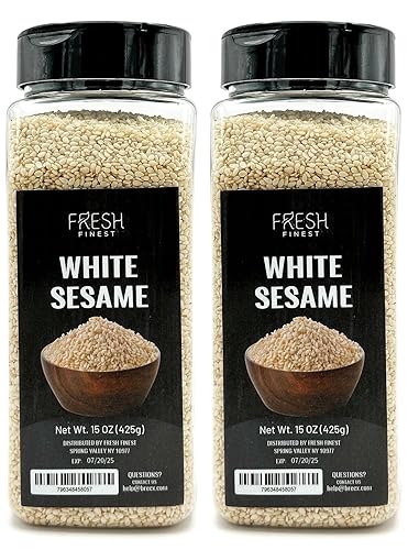 Miniatura 1 de Fresh Finest Semillas de sésamo blanco, 15 onzas (14.99 oz), naturales y sin cáscara, calidad premium para beneficios culinarios y de salud,