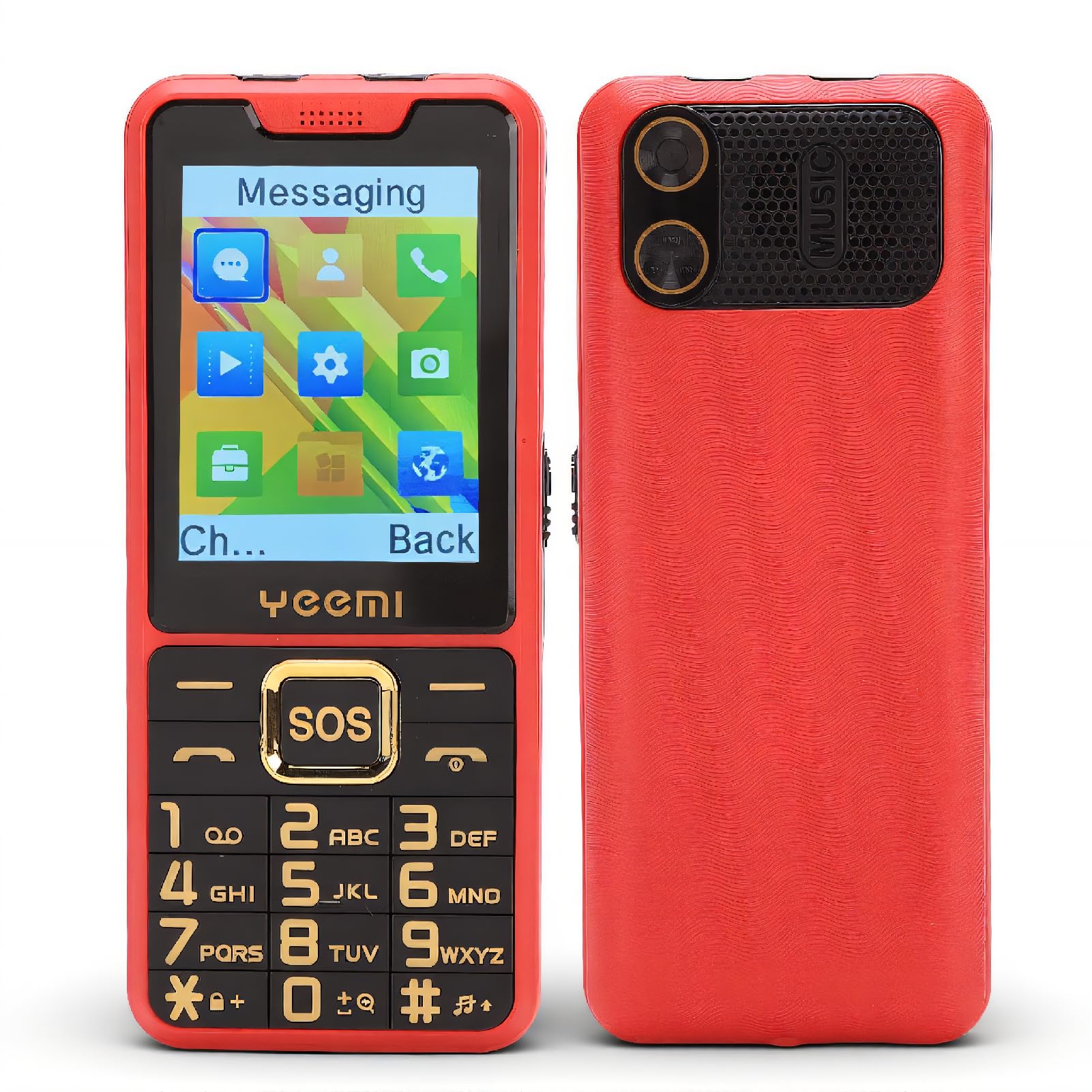 4G Senior Telefon, Ultra Slim Senior Telefon z 2,6 -calowym Wyświetlaczem, Duże Przyciski SOS, Podwójna Karta SIM, Głośno Głośnik, Bateria 2500 MAh (czerwony)