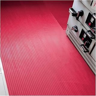 High Voltage Insulated Rubber Mats, Distribution Room Non-Conductive Insulating Floor Safety Mat - Electric Shock Protection, Workshop Switchboard Matting(Red,L x Th - 8' x 1/5")