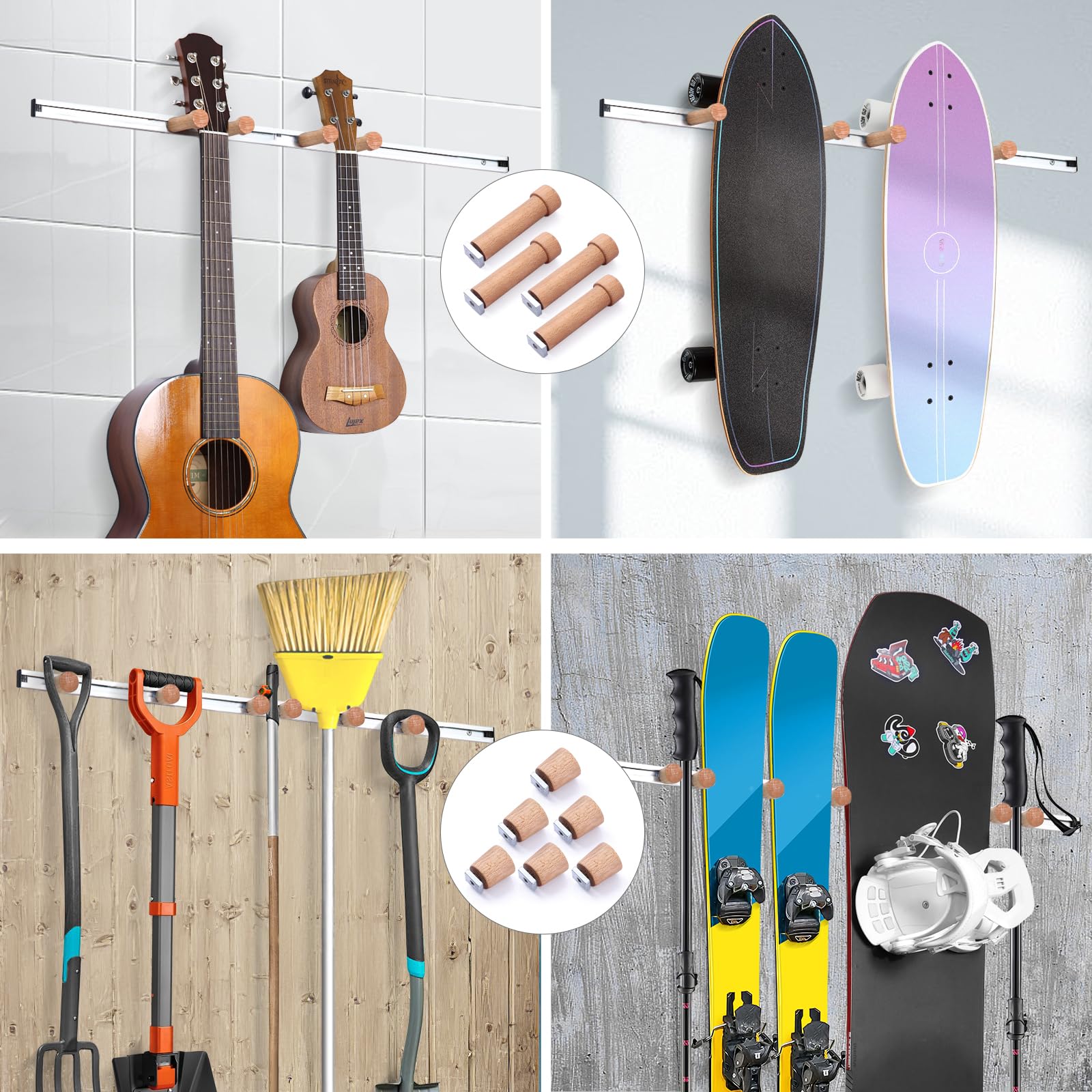 Fuloon Support de Ski et Snowboard Universel Rangement Mural
