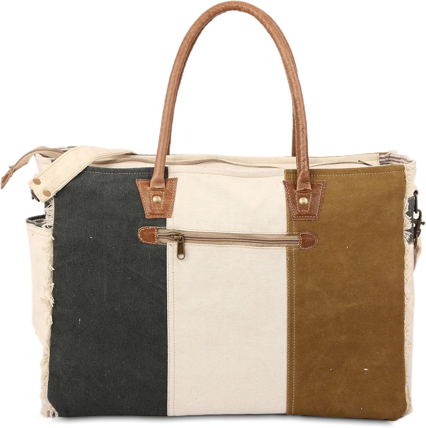 KPL Sel De Mer Upcycled Canvas and leather Hand Bag Cowhide Tote Bag shopping bag carry on leather bag