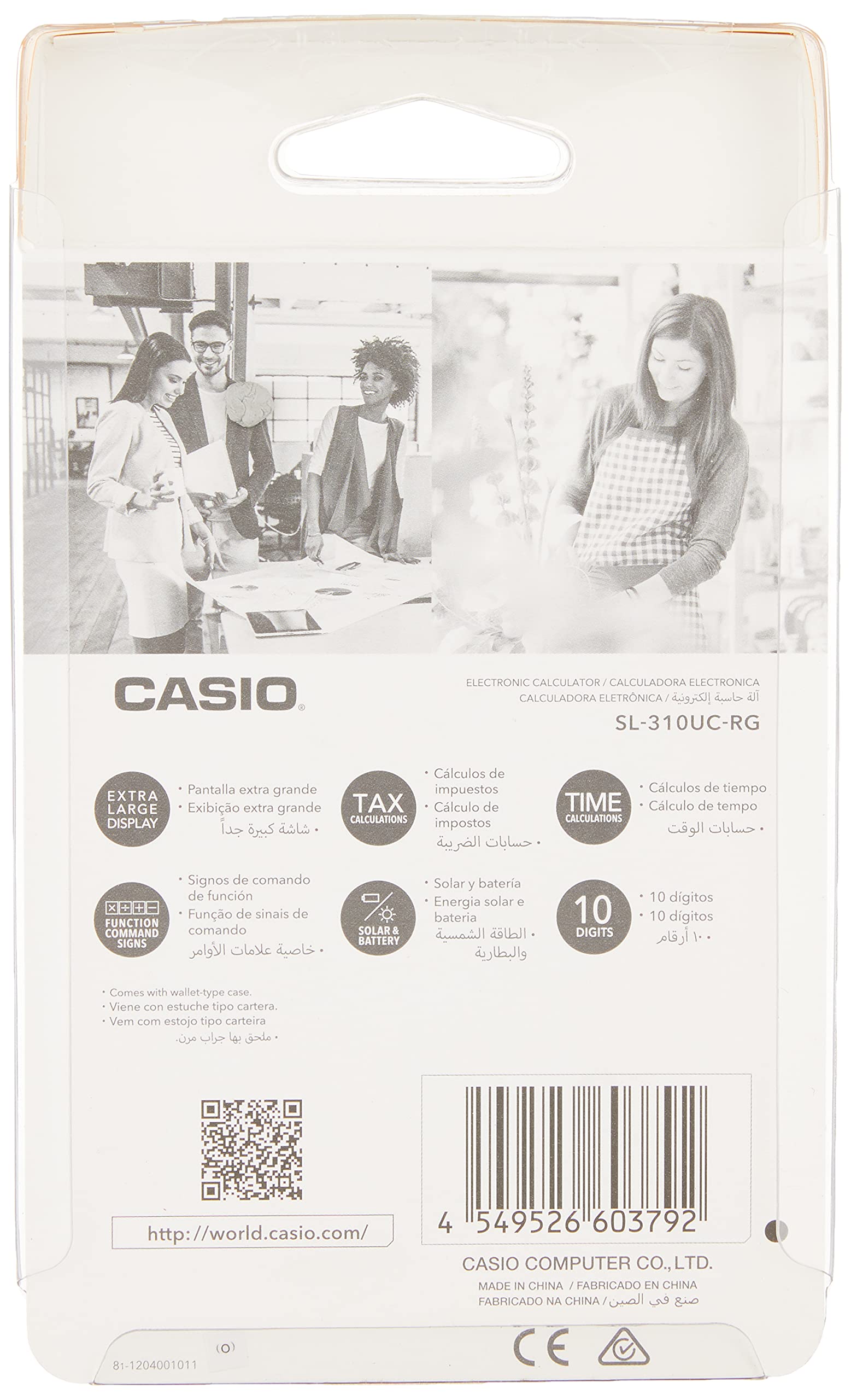 Casio Kolorowy 10-cyfrowy przenośny kalkulator SL-310UC-RG, pomarańczowy