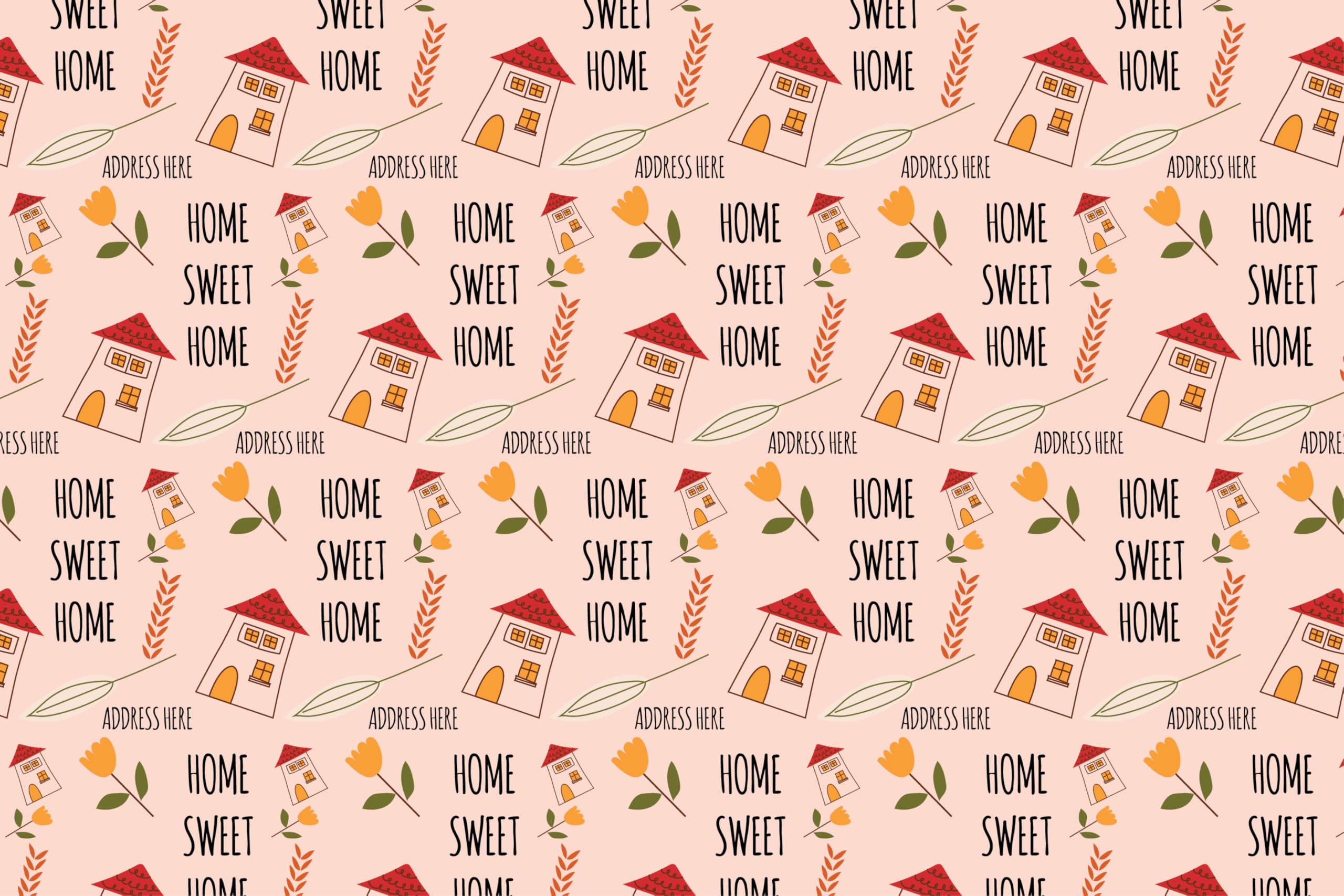 Housewarming Wrapping Paper – New Gift Wrap Roll, “Home Sweet Home” Designs, Premium Gift Wrap for Housewarming Gifts (Design 5, 5 Metre)