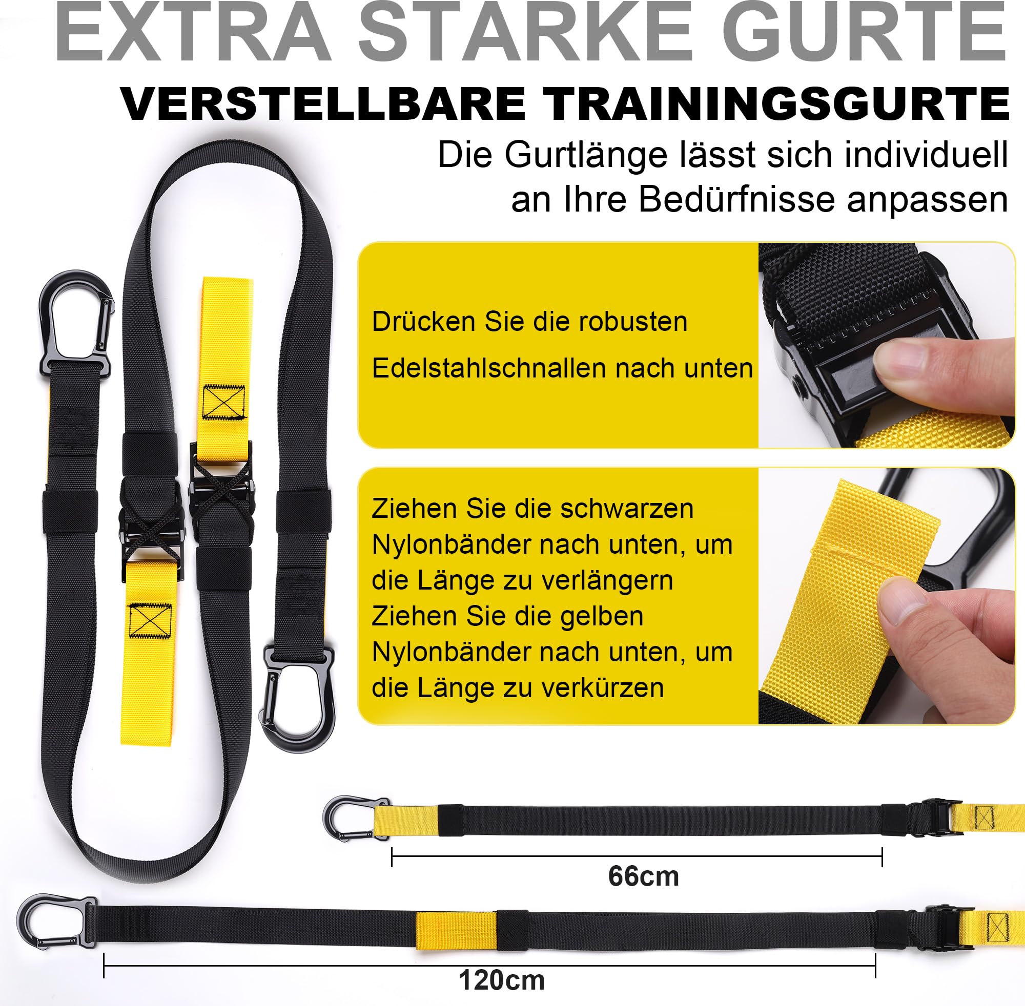 Schlingentrainer für Zuhause, Sling Trainer Set für Ganzkörpertraining mit Türanker, Verstellbaren Trainingsgurten, Griffen und Tragetasche – Home Gym Fitnessgerät