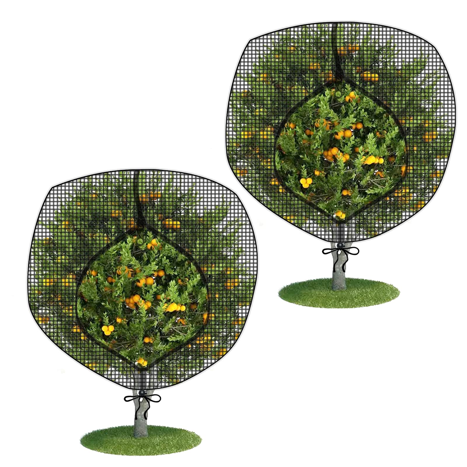 Cubiertas de red para árboles frutales con cremallera para proteger de ardillas y pájaros, red grande para protección de red de árboles frutales, negro, 10 x 10 pies, paquete de 2