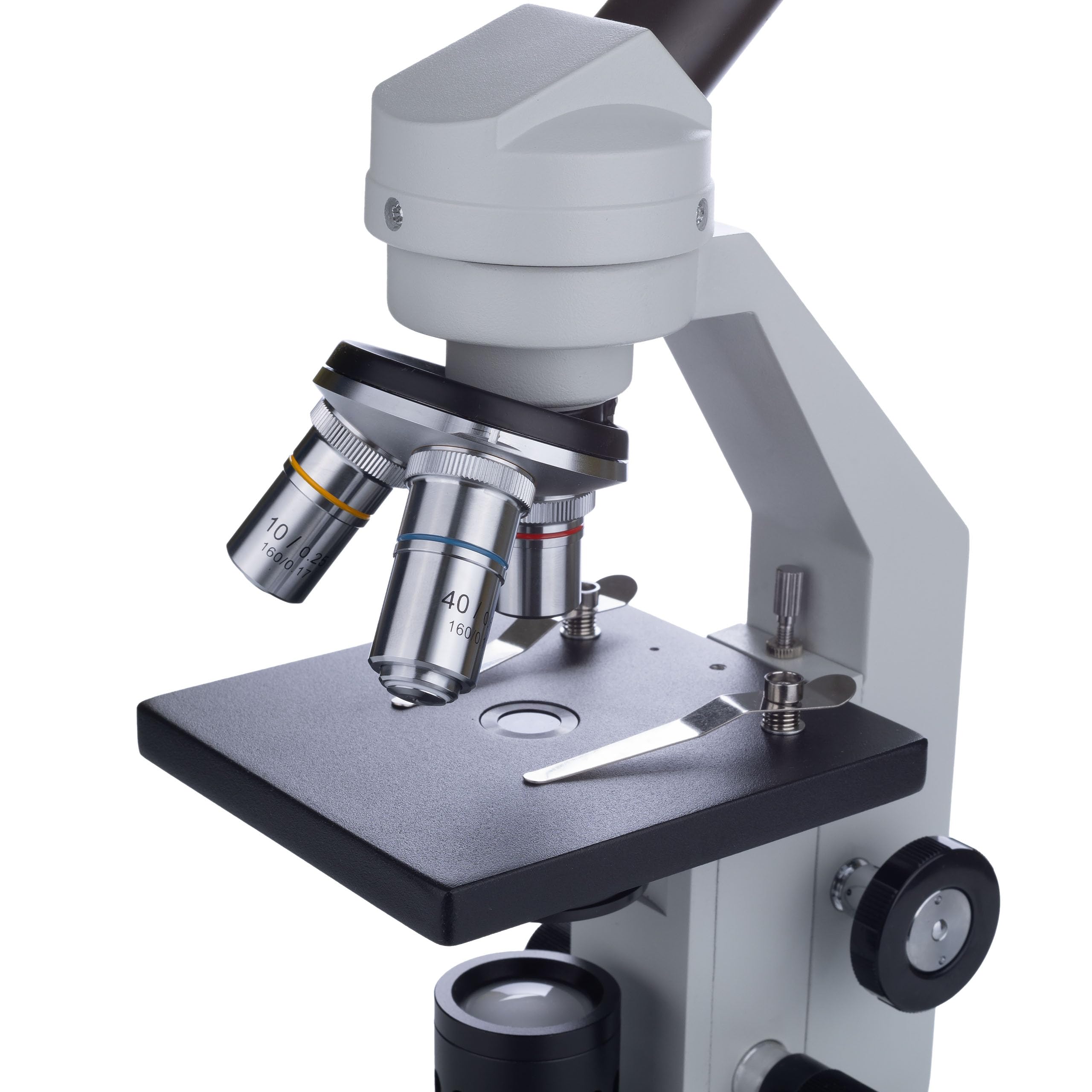 Rosfix Microscopio Biológico Uran Pro MBUP - Monocular 45°, Cabeza Giratoria 360°, Óptica de Vidrio, LED, WF10x/16x | Laboratorio, Didáctica, Investigación | Microscopio Profesional