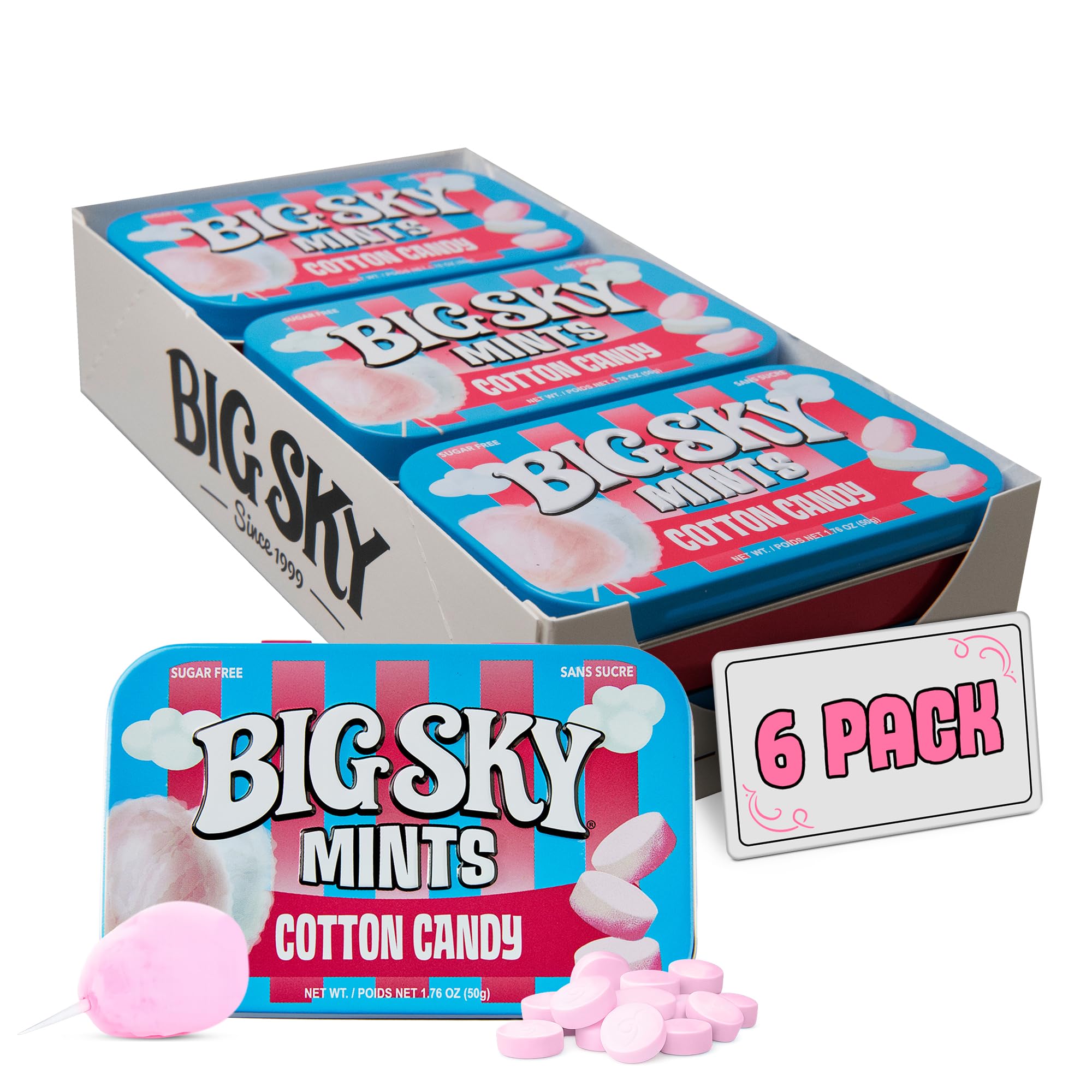 Amazon.com : Big Sky Sugar Free Cotton Candy Mints, 50 Count Tin