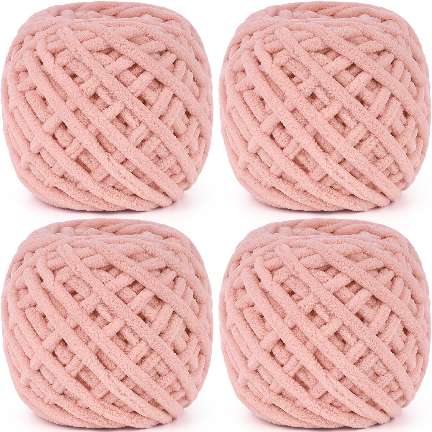 Reessy Chunky Yarn, 400g(4ร100g) Chunky Wool for Hand Knitting-Deep Pink โ image 1