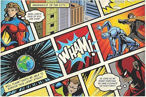 Miniatura 1 de Cartel de fondo de superhéroe de cómic, decoración de fiesta, 2 piezas