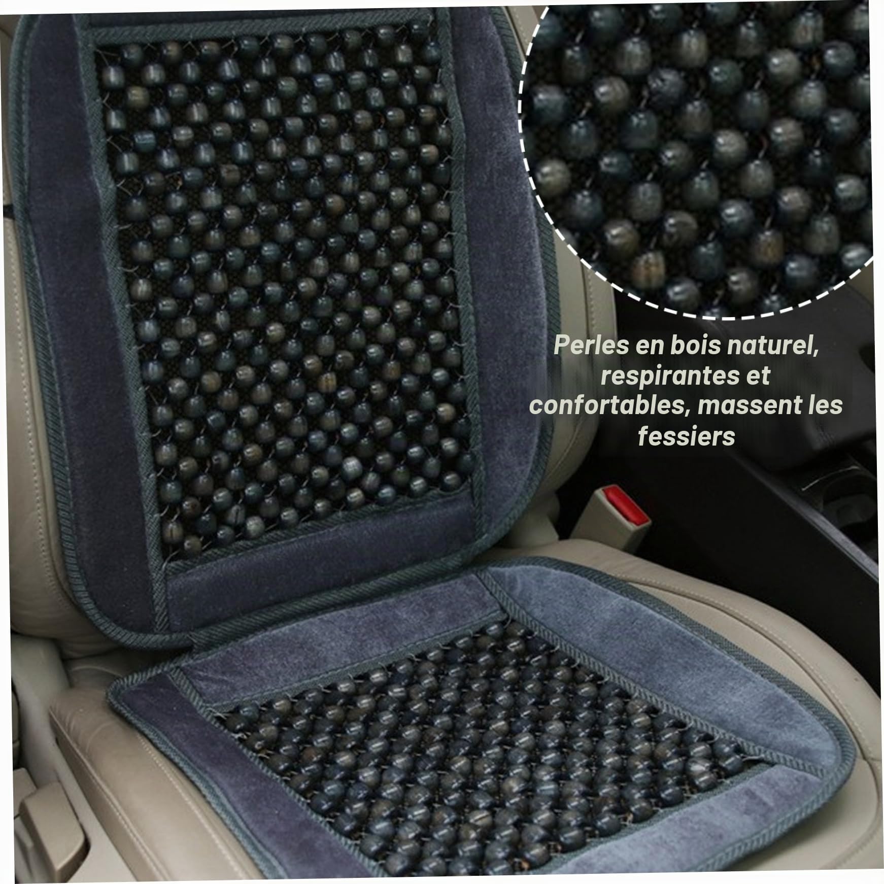 Couvercle de siège d'auto perlé en Bois, Coussin de siège d'auto masculi