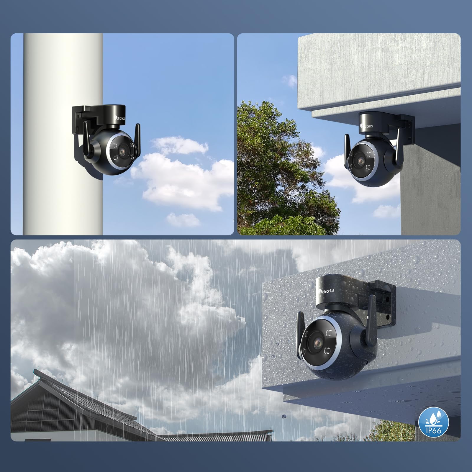 Ctronics 2K Caméra de Surveillance WiFi Extérieure avec Suivi Automatique