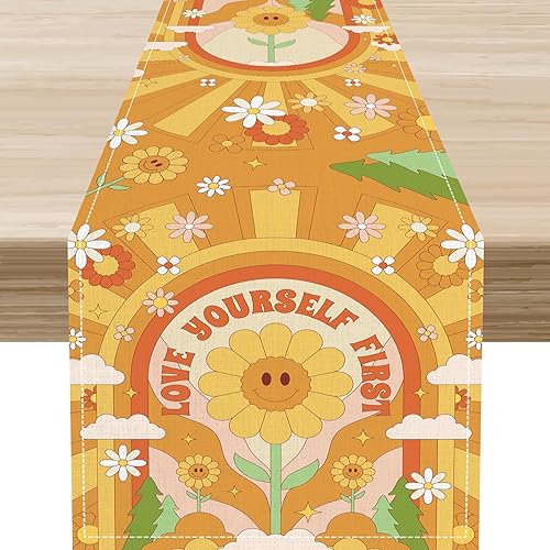 Miniatura 28 de Camino de mesa floral retro de los años 70, retro, vintage, floral, hippie, funky, años 70, 60, abstracto, rosa, estético, moderno, casa de campo,