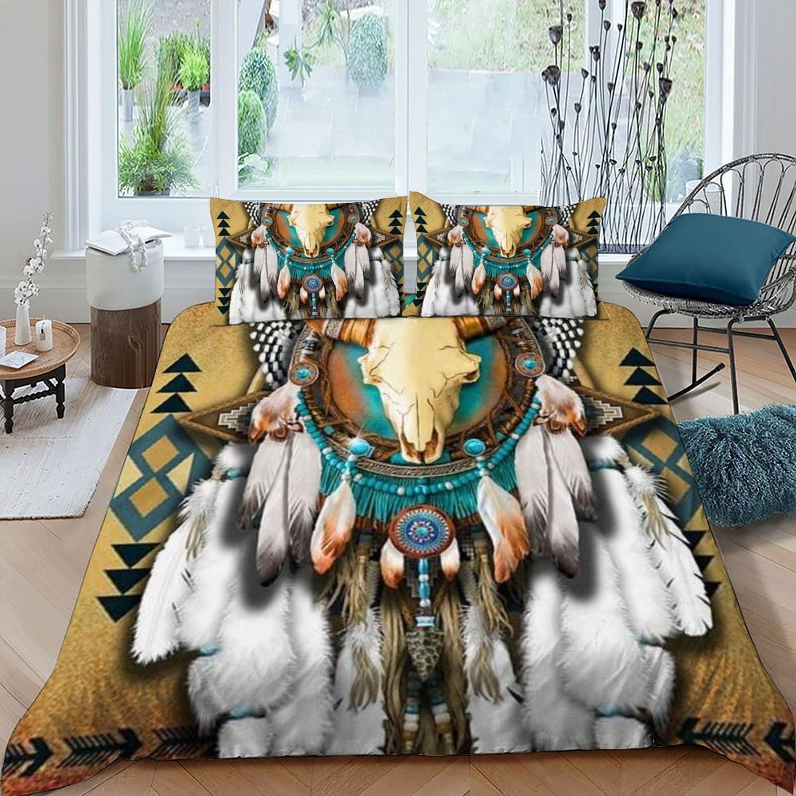 Housse de couette Totem ensemble literie king 220x240 taie d'oreiller fermeture éclair