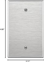 Vista 8 de LIDER Placa de pared de metal en blanco, cubierta de salida de acero inoxidable, resistente a la corrosión, tamaño mediano de 1 cuadrilla, 4.88 x