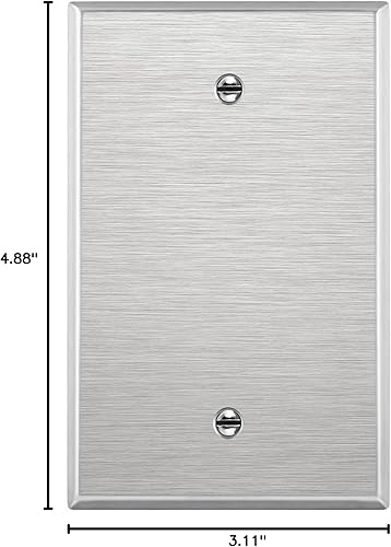 Miniatura 8 de LIDER Placa de pared de metal en blanco, cubierta de salida de acero inoxidable, resistente a la corrosión, tamaño mediano de 1 cuadrilla, 4.88 x