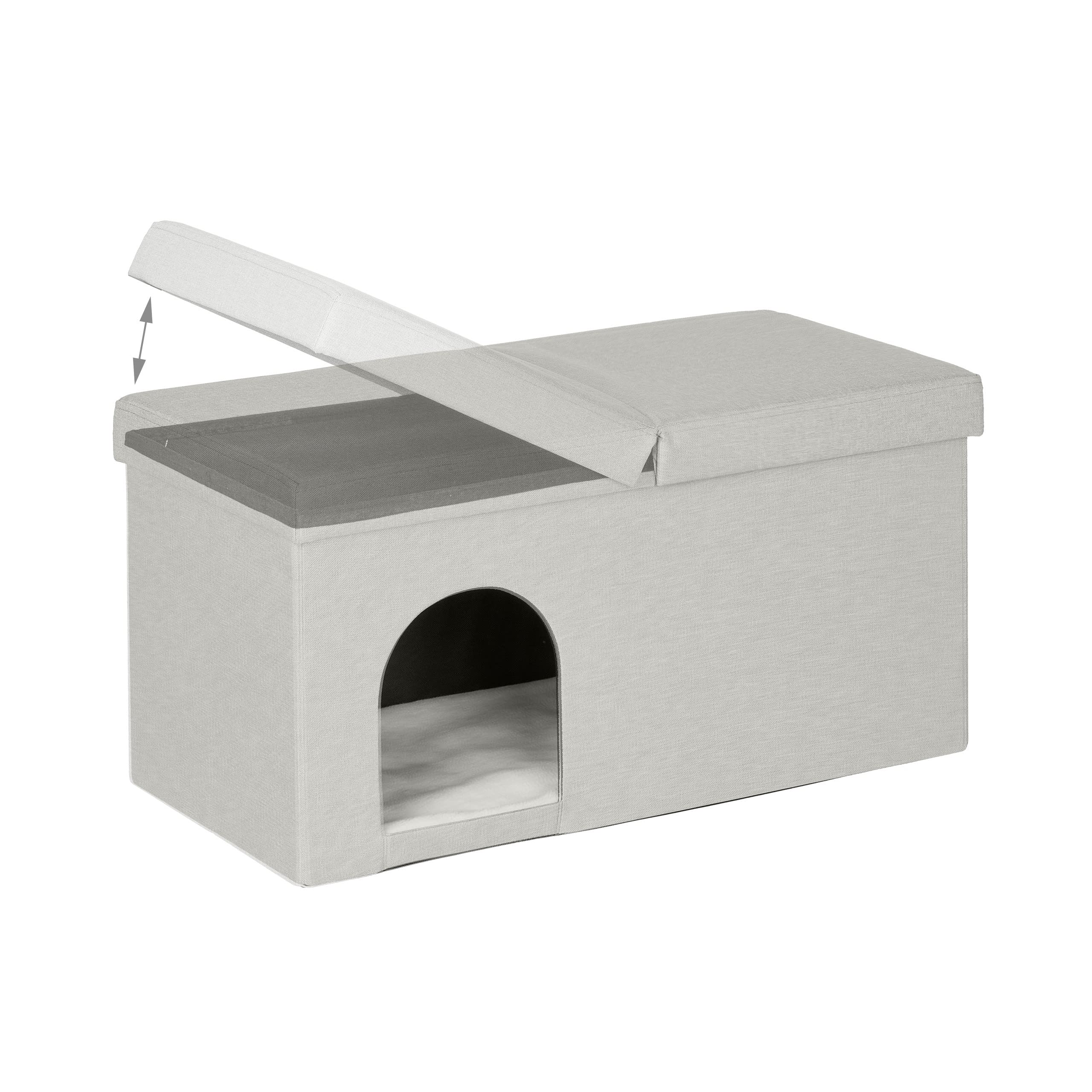 Relaxdays Cassapanca con Cuccia per Gatti, Panca con Tana per Animali Domestici, HLP: 38,5x74,5x37 cm, Interni, Beige