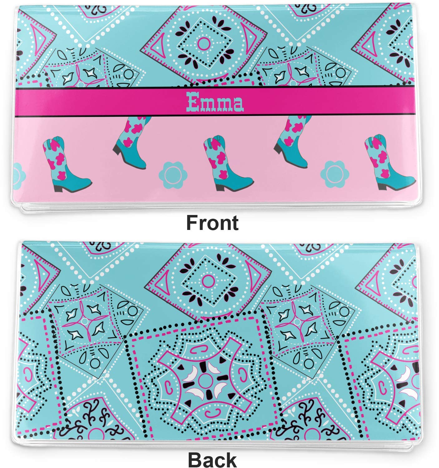 RNK Shops Personalized Cowgirl Vinyl Checkbook Cover