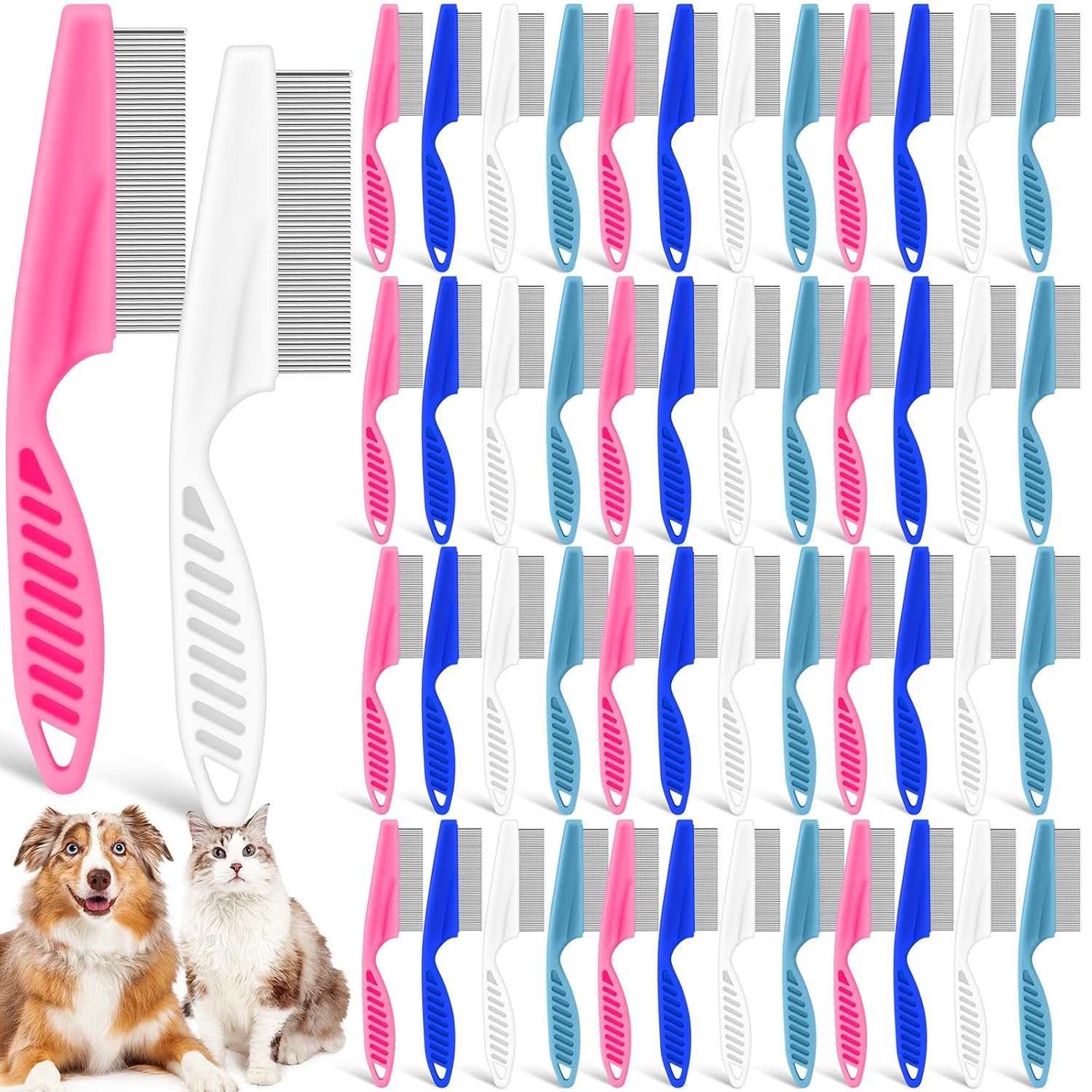 SiliFine Flea Comb for Dogs & Cats - 50 Pcs Stainless Steel