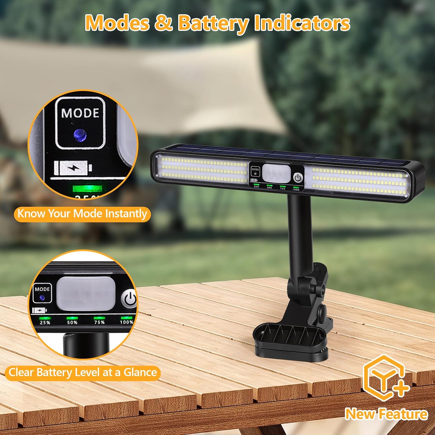 1200LM 160LEDs Clip On Solar Lights Outdoor with 5 Lighting Modes (4 Pack) | Upgrade Mode & Battery Indicator,Motion Sensor,6000K, IP65 Waterproof,1800mAh, USB & Solar Powered, Emergency Mode for Fence
