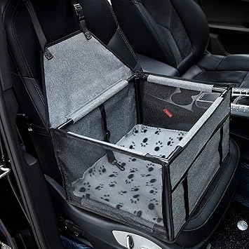 GENORTH Small Dog Car Seat, Upgraded Booster Seat for Car with Whole Sturdy PVC Bars Frame, Pet Car Seat for Small Dogs Under 13 lb