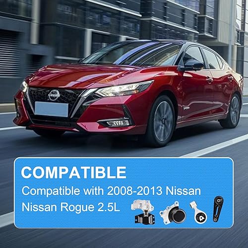 Miniatura 4 de Soporte de motor y montaje transversal compatible con Nissan Rogue 2.5L 2008-2013 Reemplazar A4363 A7370 4351 4352, kit de montaje de motor trasero