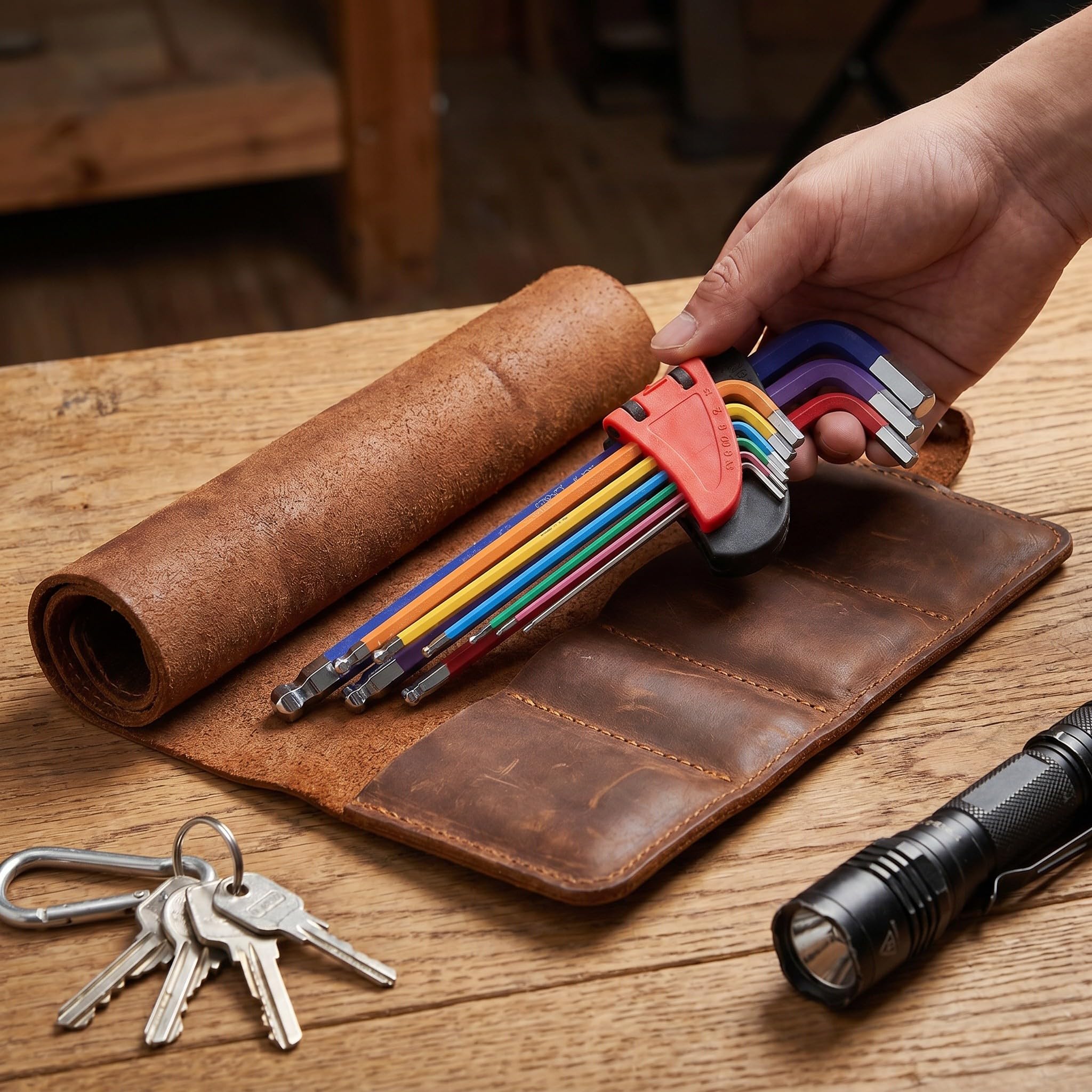 Artibetter Set di 8 chiavi esagonali metriche allungate, utensili a L con testa a sfera e codice colore, portatili per riparazioni di attrezzature meccaniche.