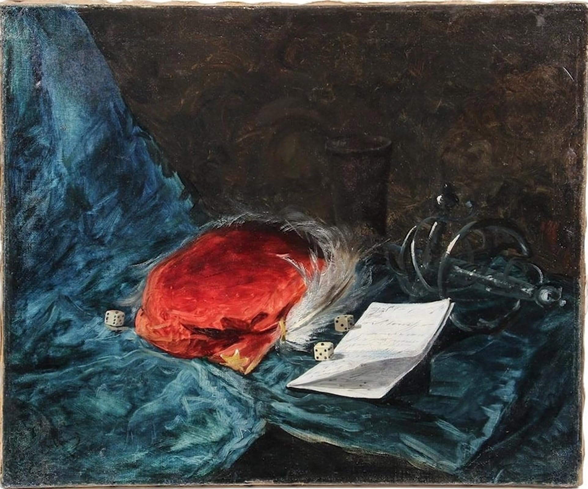 Artxlxxbn No Frame Famous Prints Artwork Pictures Poster Painting Art Still Life With Cap Sword Dice And Note By Boldini Artwork Landscape Pictures For Home Decor 60X90cm