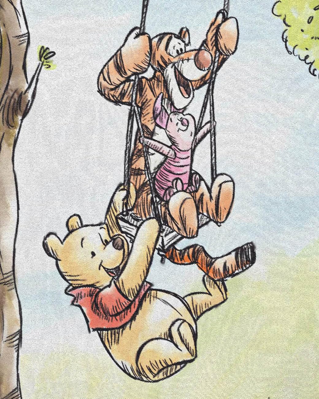Northwest Winnie Puuh gewebte Wandteppich-Überwurfdecke, 121,9 x 152,4 cm, Pooh Having Fun