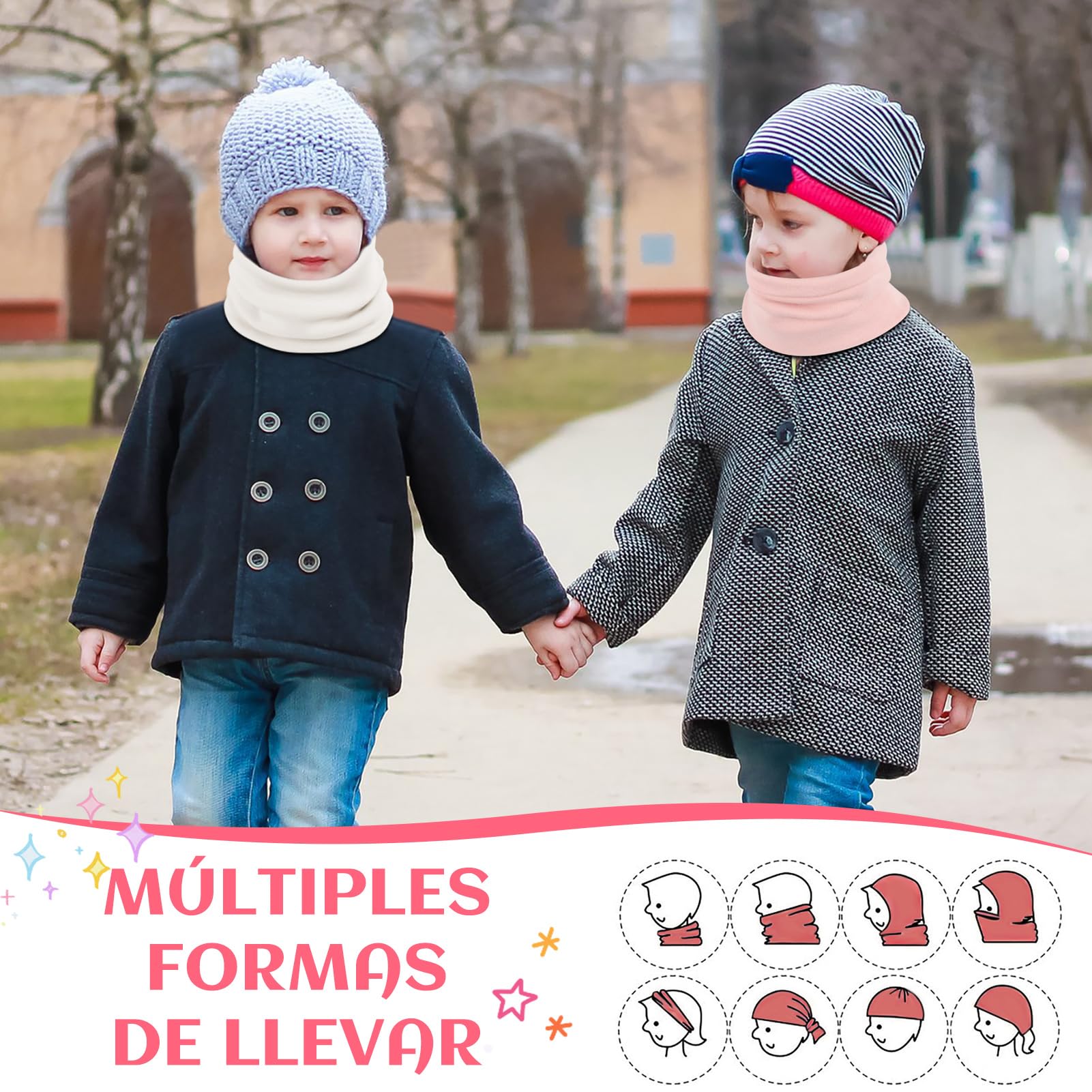 Kiiwah 2 Piezas Braga Cuello Niño Algodon Tubular Bufanda Cálido 0-8 Años
