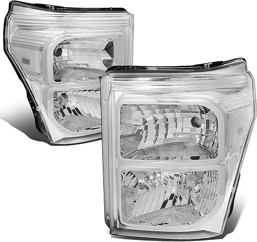 DNA Motoring HL-OH-FSU13-CH-CL1 - Faros delanteros cromados de repuesto compatibles con 11-16 F-250  F-350  F-450  F-550 Super Duty