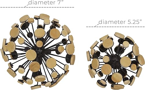 Miniatura 5 de Deco 79 Escultura geométrica de metal, juego de 2 7", 5"W, marrón