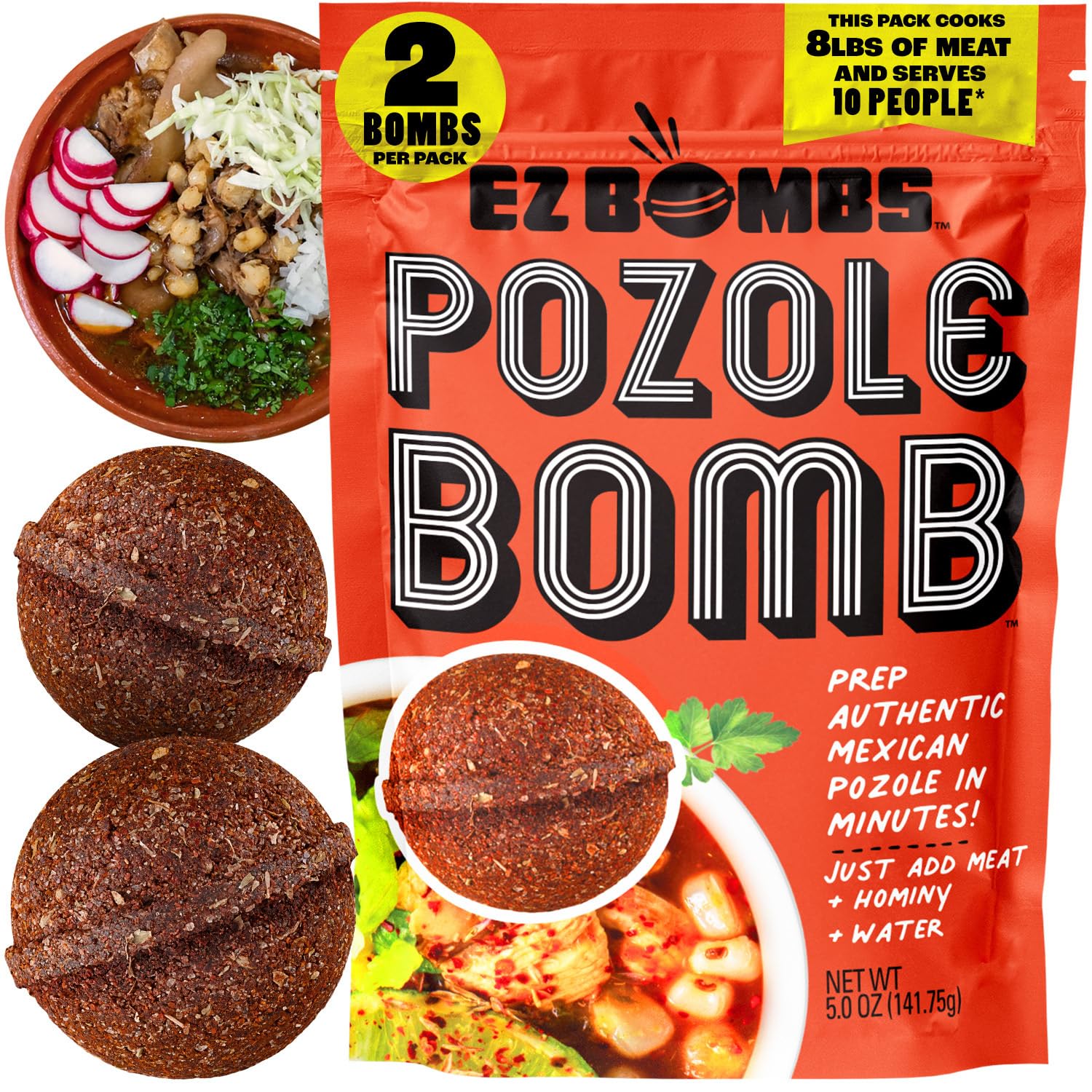 EZ Bombs Pozole Bomb Seasoning, Pack of 2 – Authentic Mexican Soup Mix for Traditional Pozole, Made with Real Chiles, Herbs & Spices for Quick and Flavorful Meals