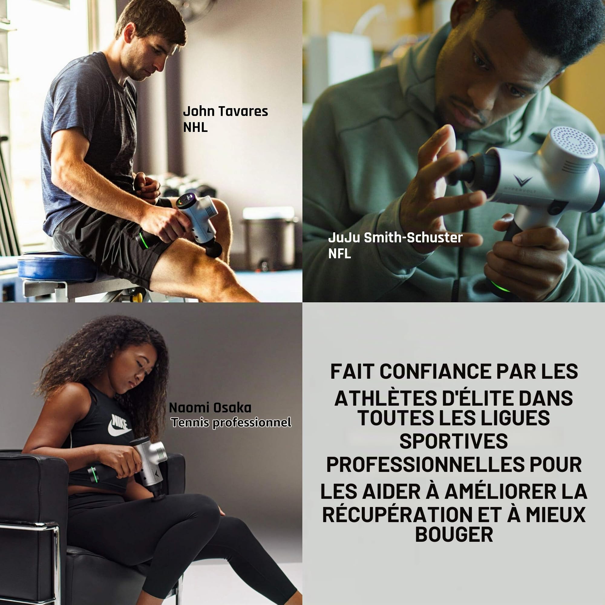 Hyperice Hypervolt Appareil de massage avec glide calme, pour la percussion des mains, 3 niveaux de vitesse, 5 têtes interchangeables