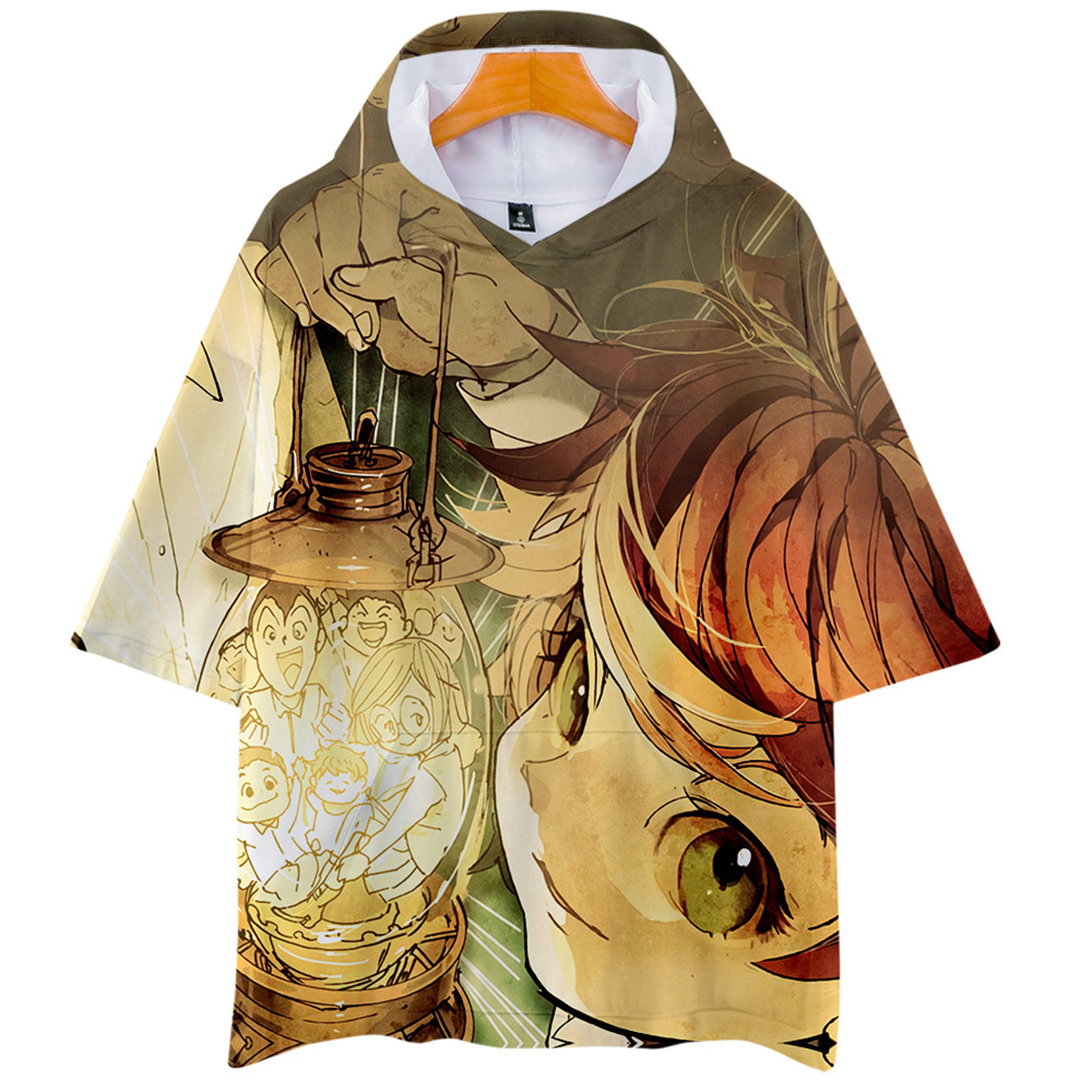 The Promised Neverland Shirt Anime Loose Hooded T-Shirt T-Shirt Top for Teens Women/Men