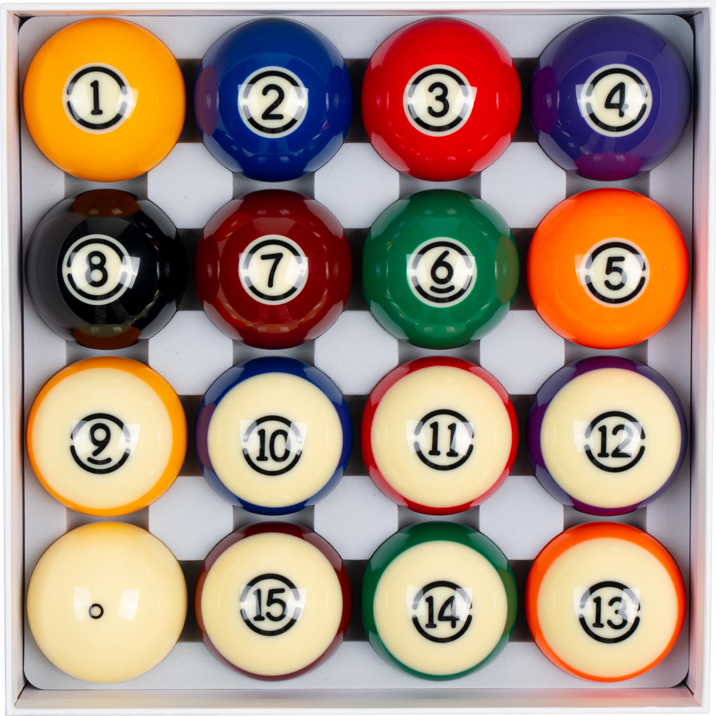 Billmart Lot de 16 boules de billard pour table de billard, taille réglementaire de 5,7 cm